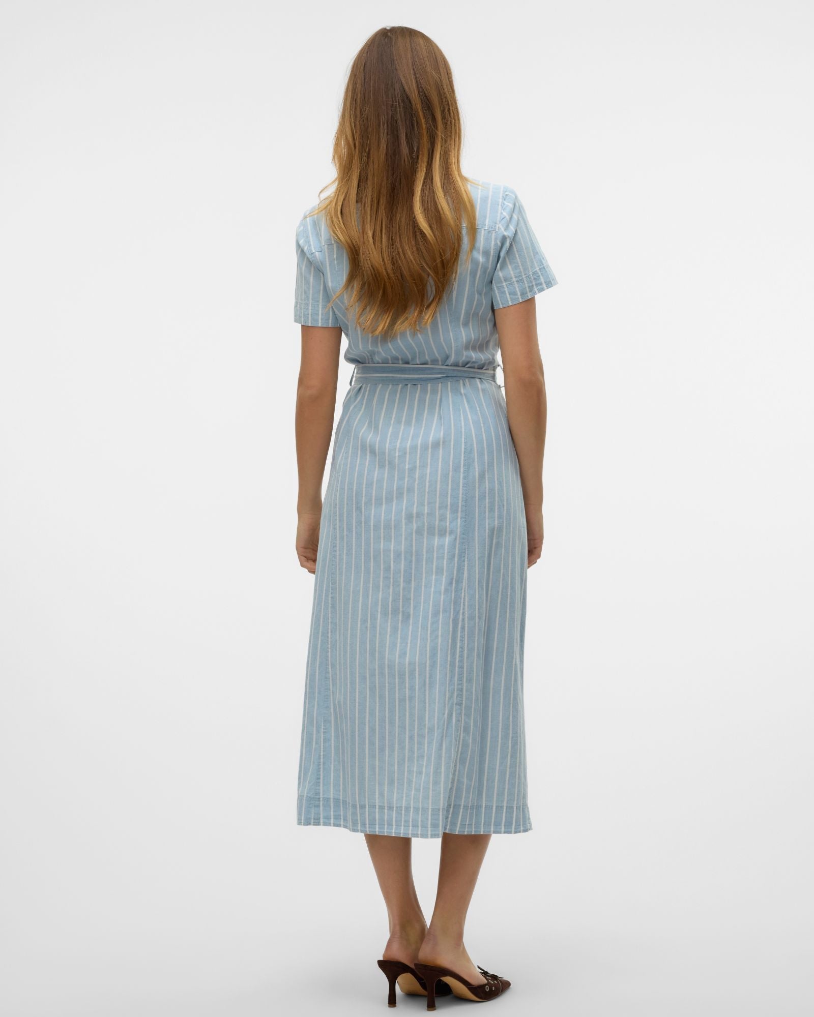 VMVIO STRIPED MIDI DRESS